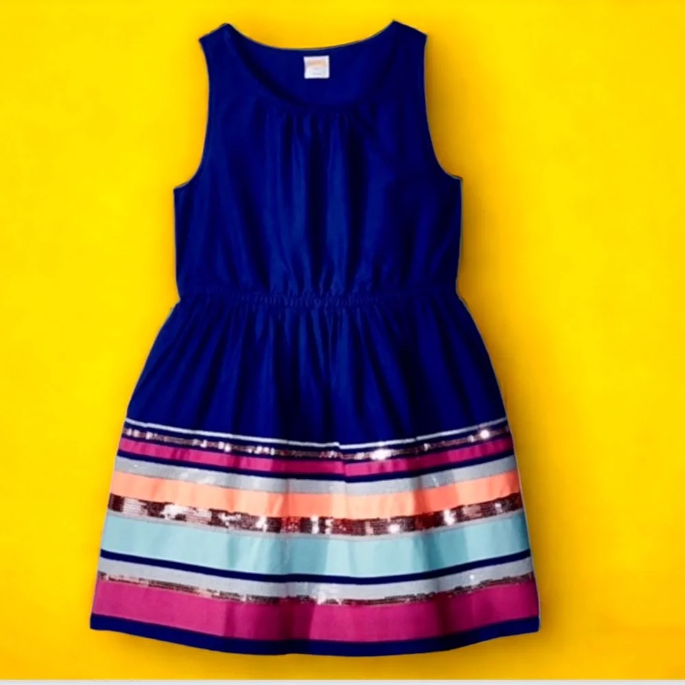 Gymboree royal blue sequin stripe dress
